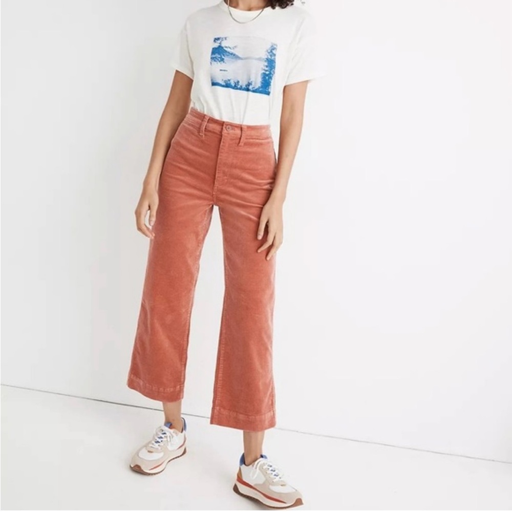 Madewell Pink Slim Emmett Wide Leg Cropped Pants